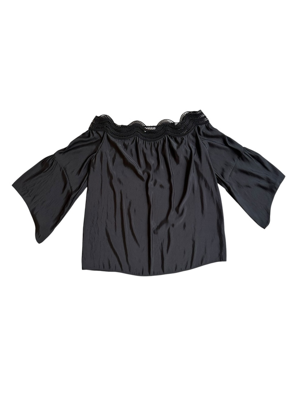Ramy Brooke Priscilla Black Scalloped Off The The Shoulder Blouse